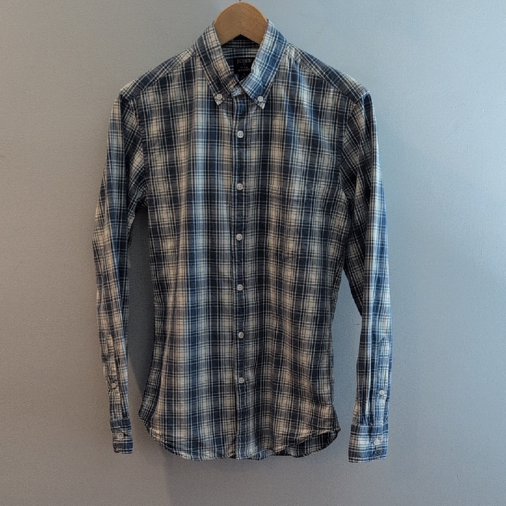J. Crew Men's Small Slim Fit Flex Washed Long Sleeve Button Down Style #BI050